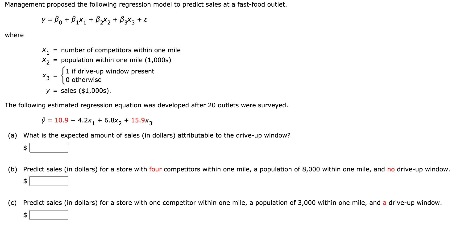 Solved Management Proposed The Following Regression Model To Chegg Com   PhpHuTO3z