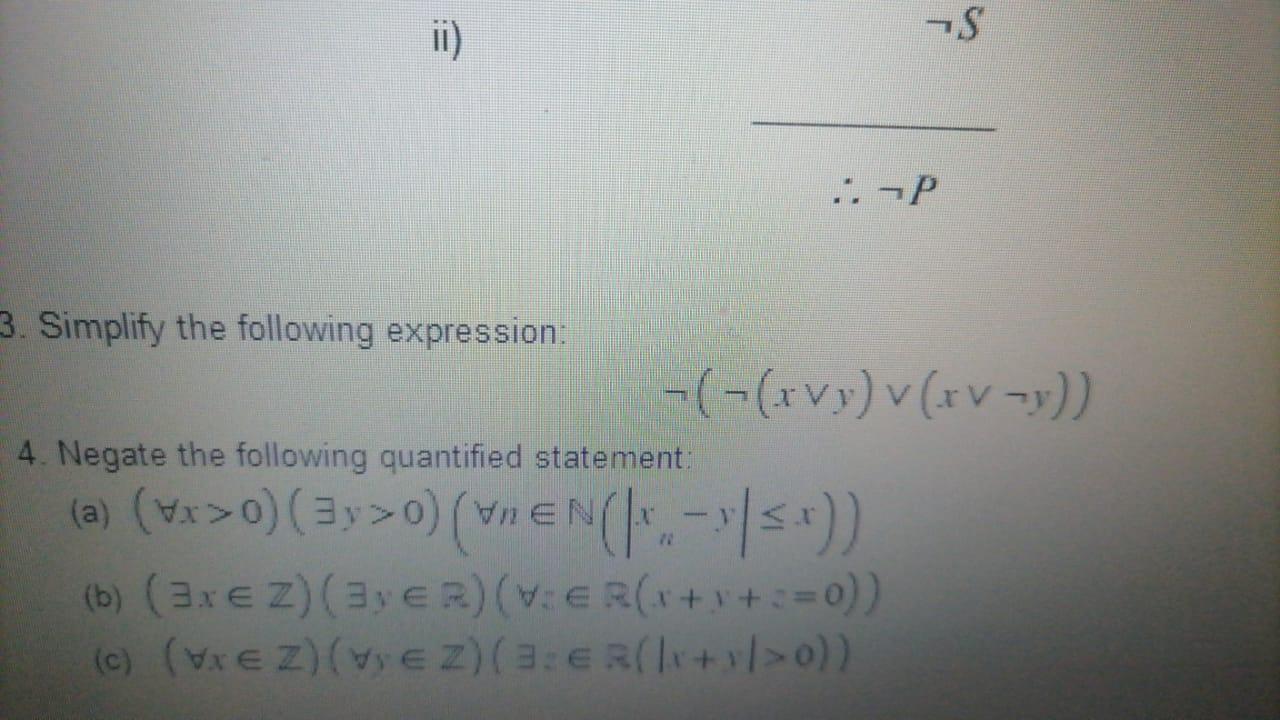 Solved ∴¬P 3implify the following expression: | Chegg.com