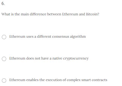 Solved What is the main difference between Ethereum and | Chegg.com