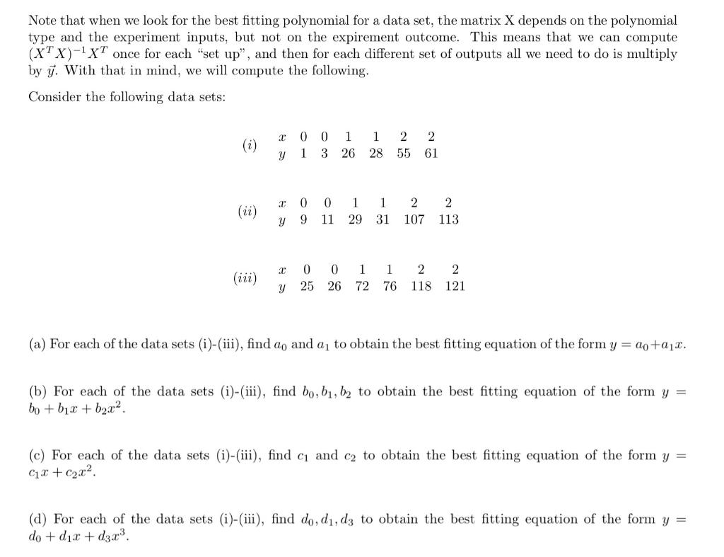 Note that when we look for the best fitting | Chegg.com