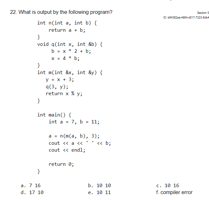Solved 17. What is the final value of the variable a? | Chegg.com