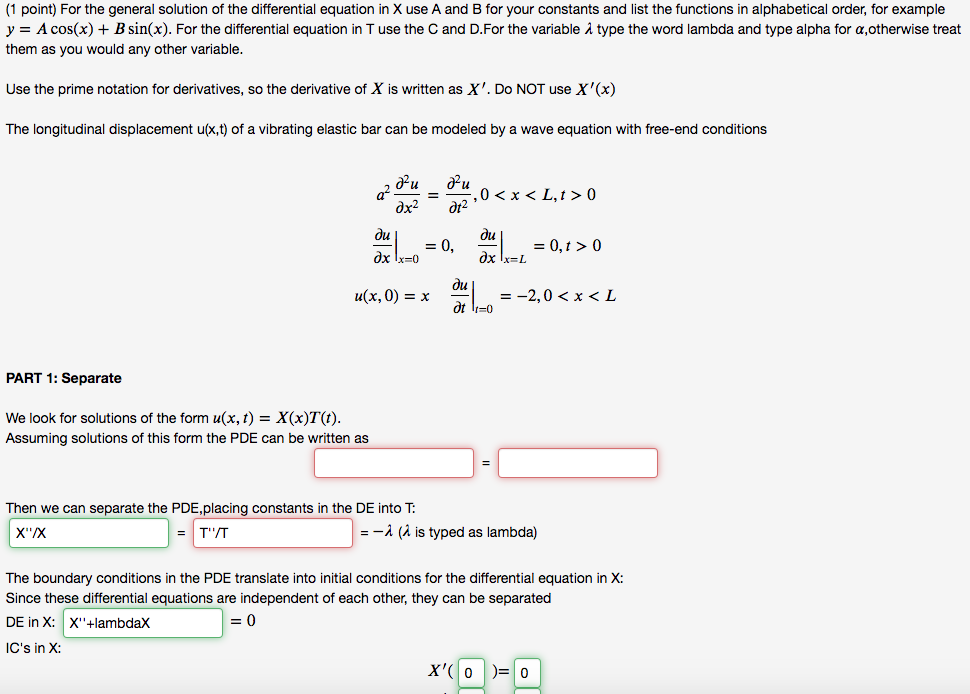 Solved 1 Point For The General Solution Of The Chegg Com
