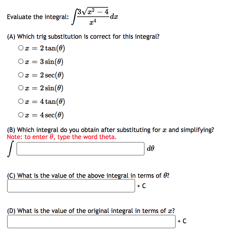 Solved 26 02 Evaluate The Integral Se Dx 81 C A Which Chegg Com