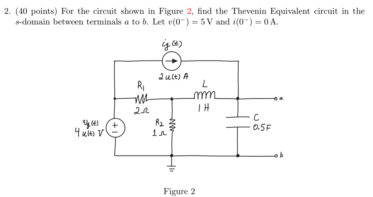 Solved 2. (40 points) For the circuit shown in Figure 2, | Chegg.com