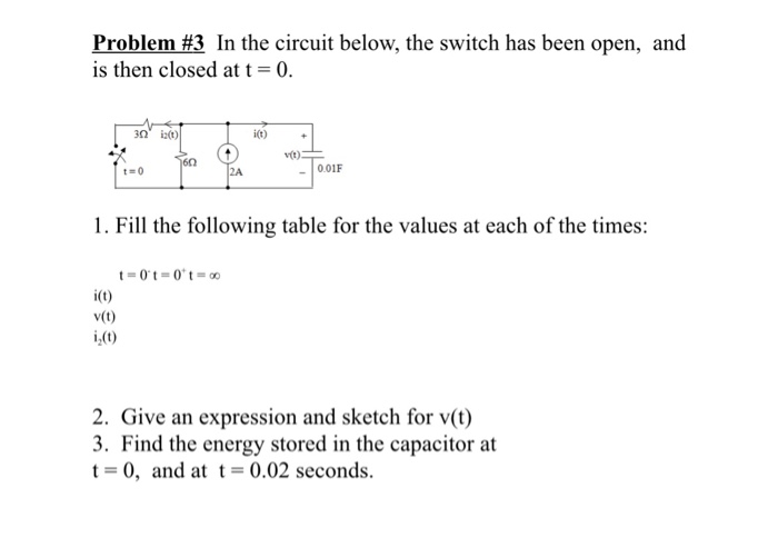 Solved Problem #3 In The Circuit Below, The Switch Has Been | Chegg.com