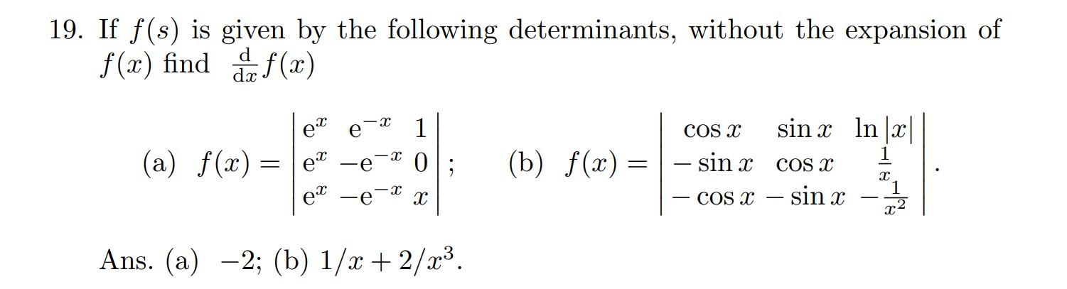 Solved 9. If f(s) is given by the following determinants, | Chegg.com