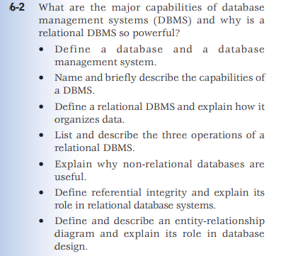 Solved 6-2 What are the major capabilities of database | Chegg.com
