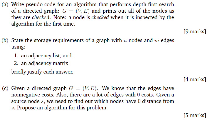 Solved (a) Write pseudo-code for an algorithm that performs | Chegg.com