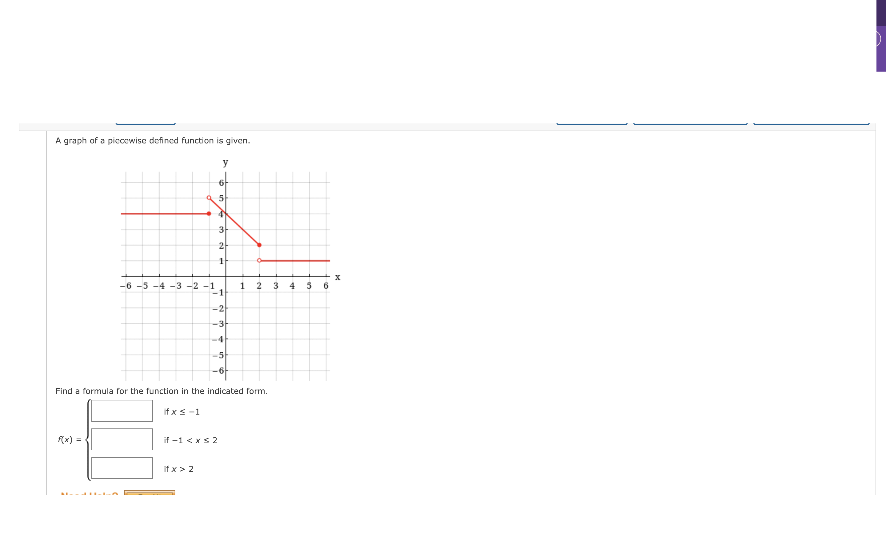 Solved A Graph Of A Piecewise Defined Function Is Given