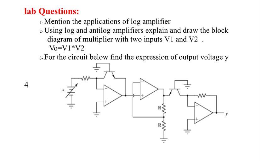 Solved lab Questions: 1- Mention the applications of log | Chegg.com