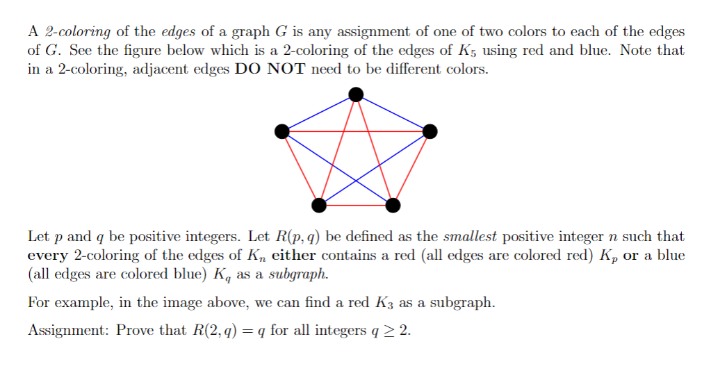 Solved A 2-coloring of the edges of a graph G is any | Chegg.com