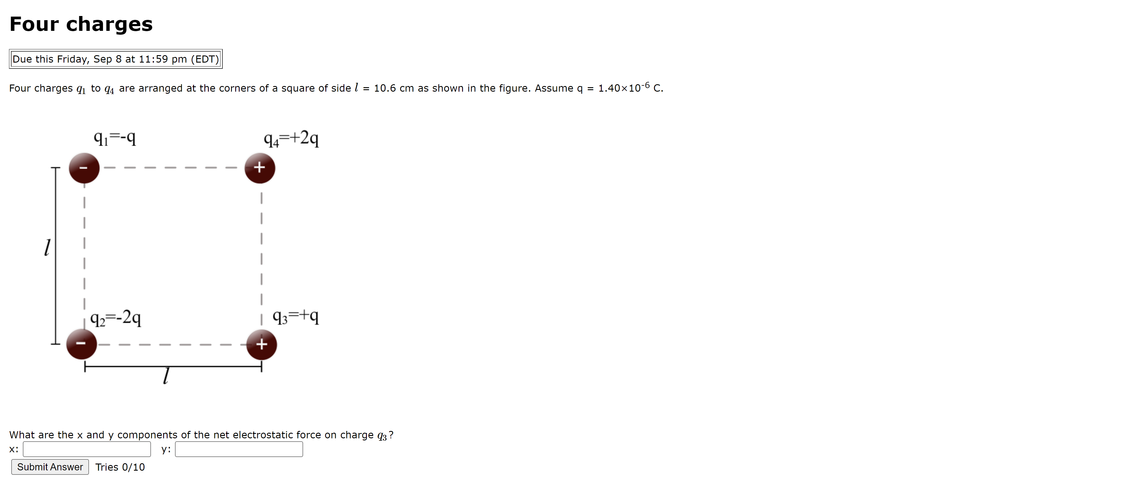 Solved Four Charges Q1 To Q4 Are Arranged At The Corners Of | Chegg.com