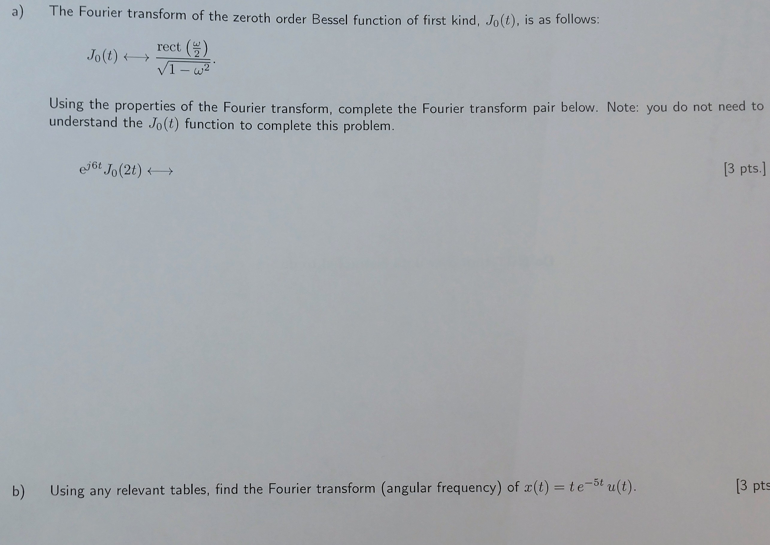 Solved The Fourier Transform Of The Zeroth Order Bessel | Chegg.com