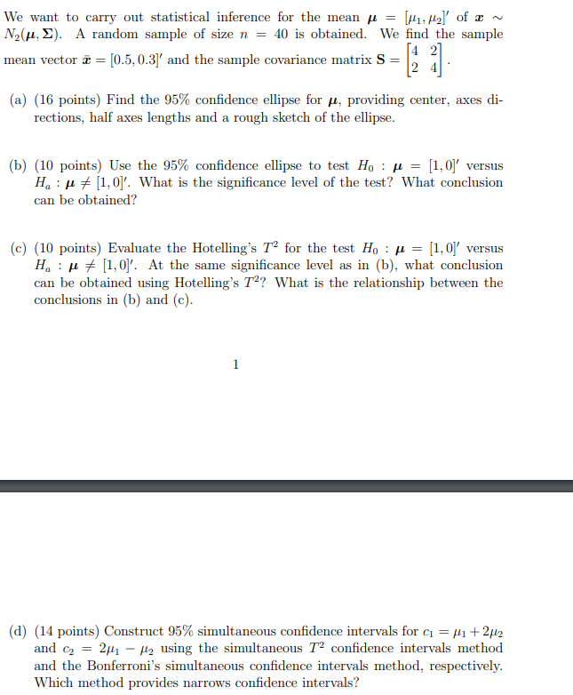 Solved We Want To Carry Out Statistical Inference For The Chegg Com