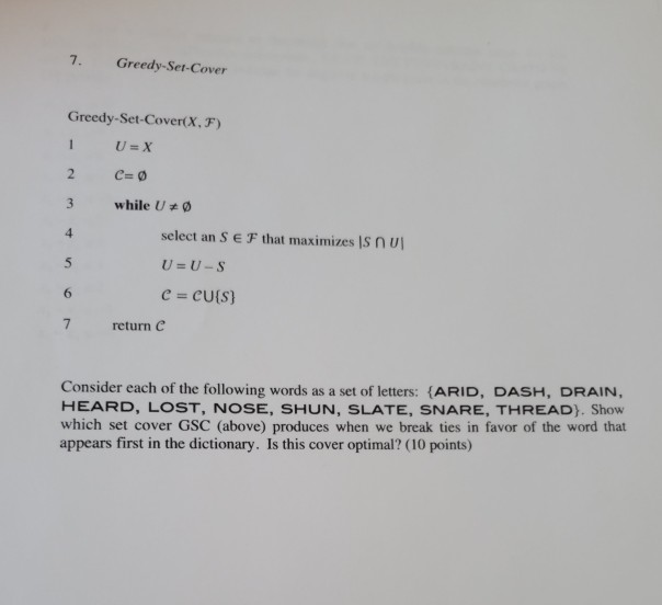 7. GreedySetCover GreedySetCover(X, F) U= X 2