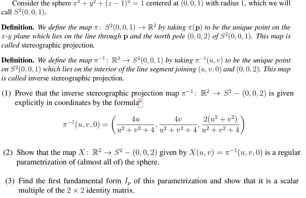 Solved Consider the sphere x2+y2+(z−1)2=1 centered at