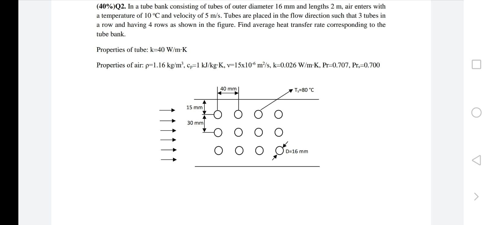 Solved 40 Q2 In A Tube Bank Consisting Of Tubes Of Out Chegg Com