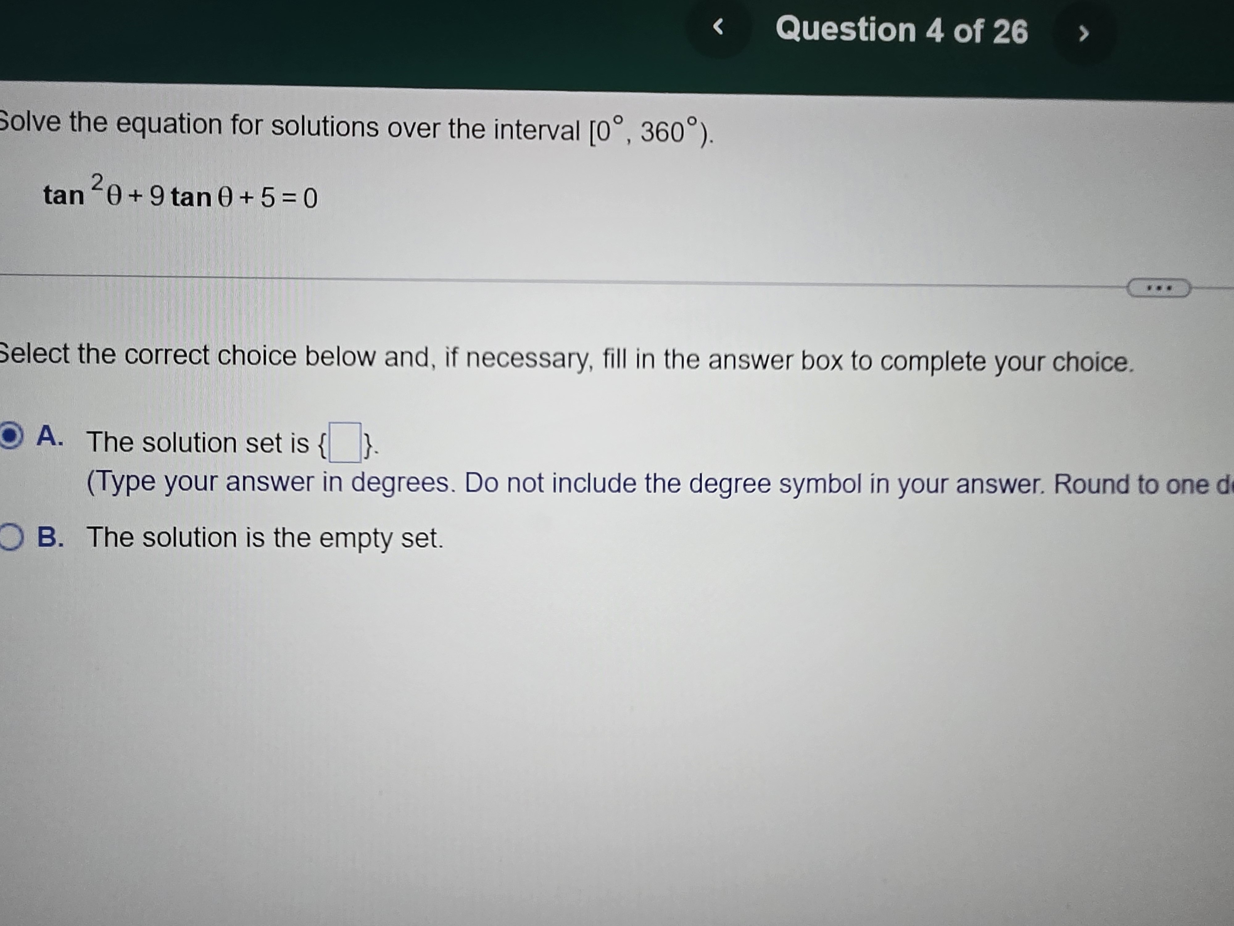 Solved Solve the equation for solutions over the interval | Chegg.com