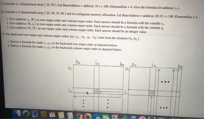 Solved 1.00 sider a 1 dimensional array [ 10 50 ] Let Base | Chegg.com