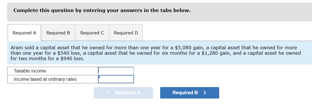 Solved Aram's Taxable Income Before Considering Capital | Chegg.com