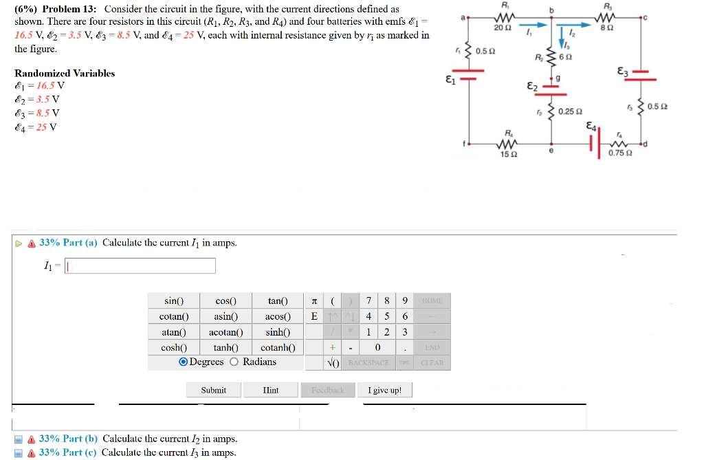 Solved (6\%) Problem 13: Consider the circuit in the figure, | Chegg.com