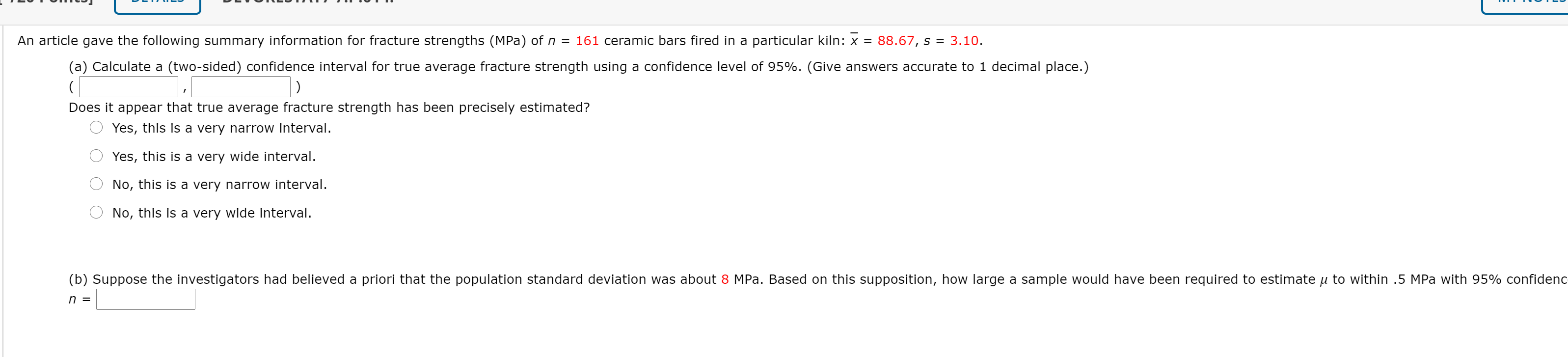 Solved An Article Gave The Following Summary Information Chegg Com