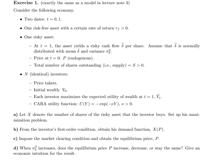 Solved Modify the model of Exercise 1 of Problem Set 3 as | Chegg.com