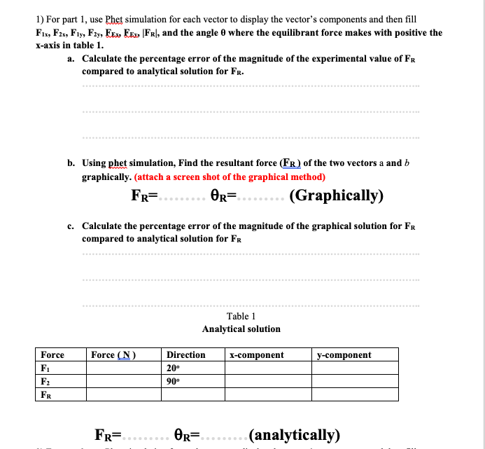 1) For Part 1, Use Phet Simulation For Each Vector To | Chegg.com