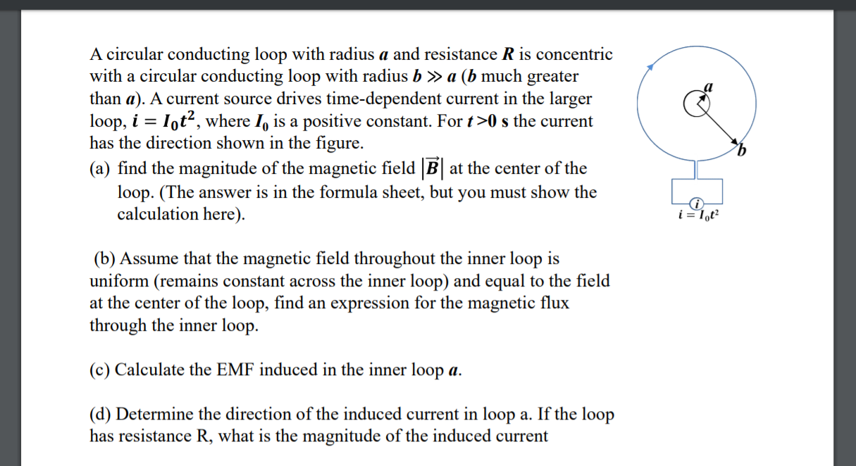 Solved A Circular Conducting Loop With Radius A And Chegg Solved A Circular Conducting Loop With Radius A And Chegg