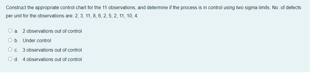 Solved Construct the appropriate control chart for the 11 | Chegg.com
