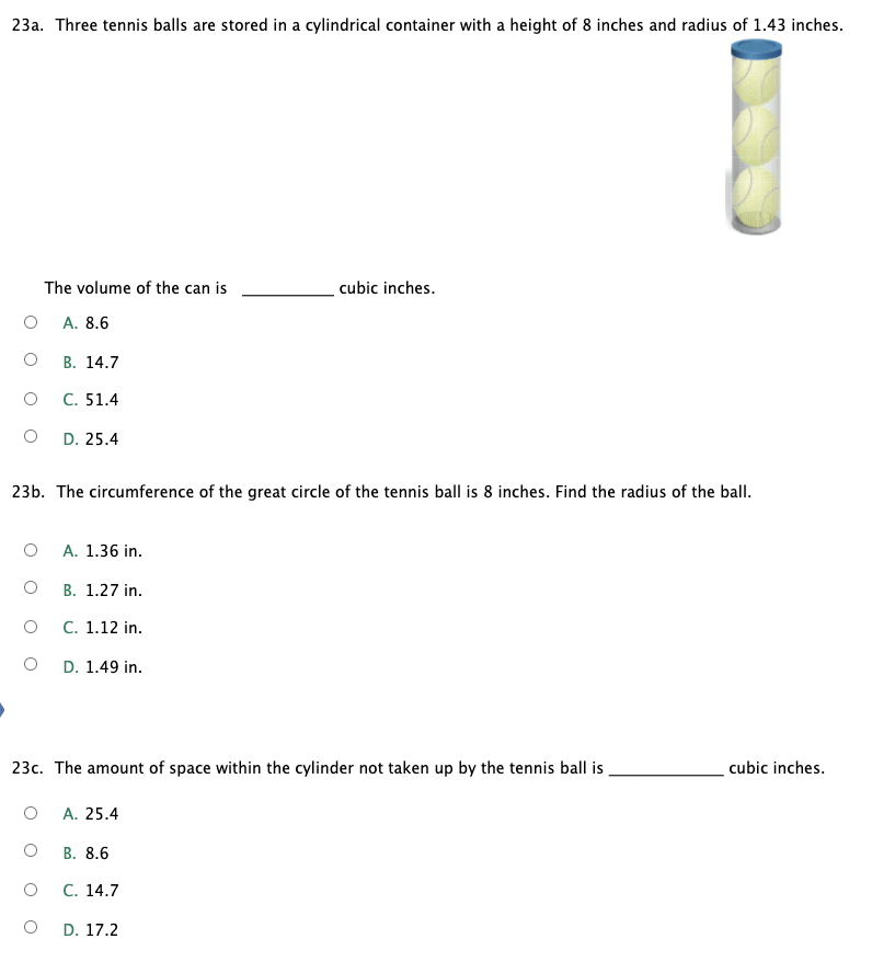 Solved 23a. Three tennis balls are stored in a cylindrical