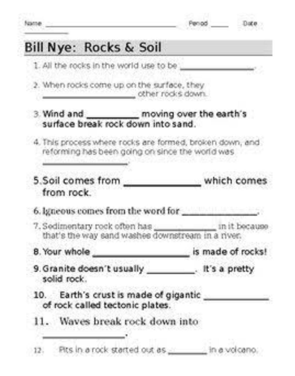 Solved Period Duke Bill Nye Rocks & Soil 1. All the rocks