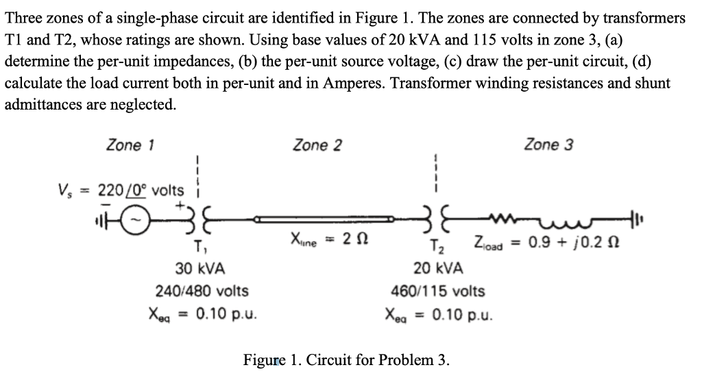 Solved Three zones of a single-phase circuit are identified | Chegg.com