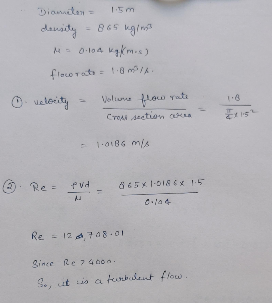 Solved 1.5m Diameter = density M = 0.104 kg/km.s) 865 kg/m3 | Chegg.com