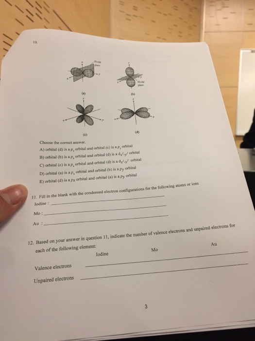 Solved Choose The Correct Answer A) Orbital (d) Is Ap, | Chegg.com