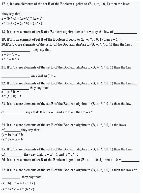 17. a, b c are elements of the set B of the Boolean | Chegg.com