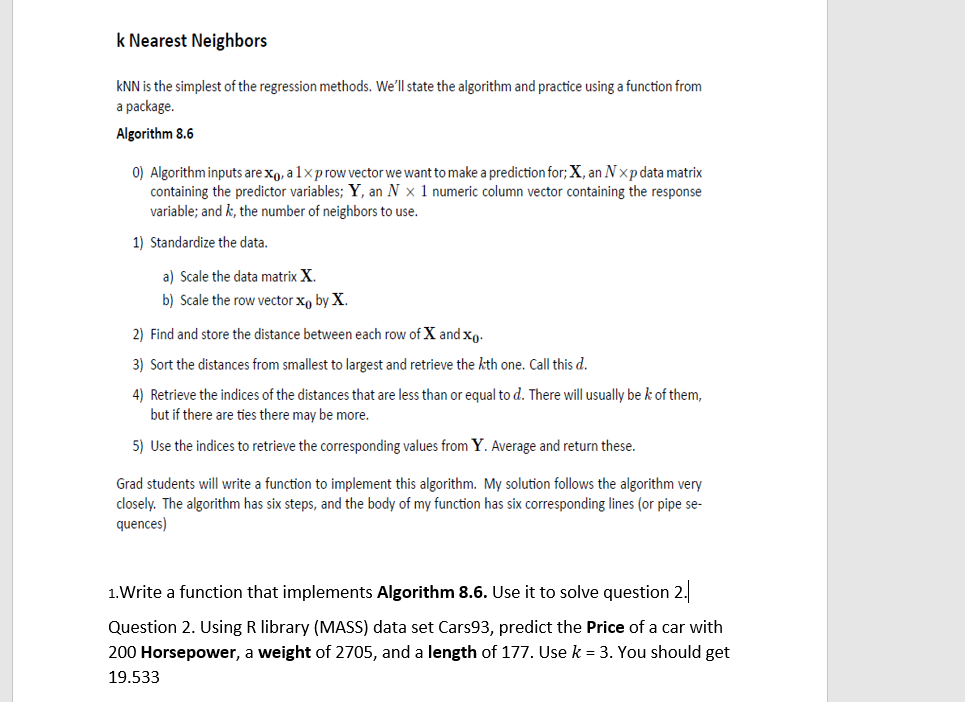 Solved k Nearest Neighbors KNN is the simplest of the | Chegg.com