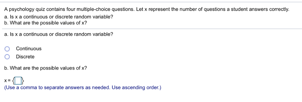 Psychology Math Question Example Solved A psychology quiz contains four multiple-choice | Chegg.com