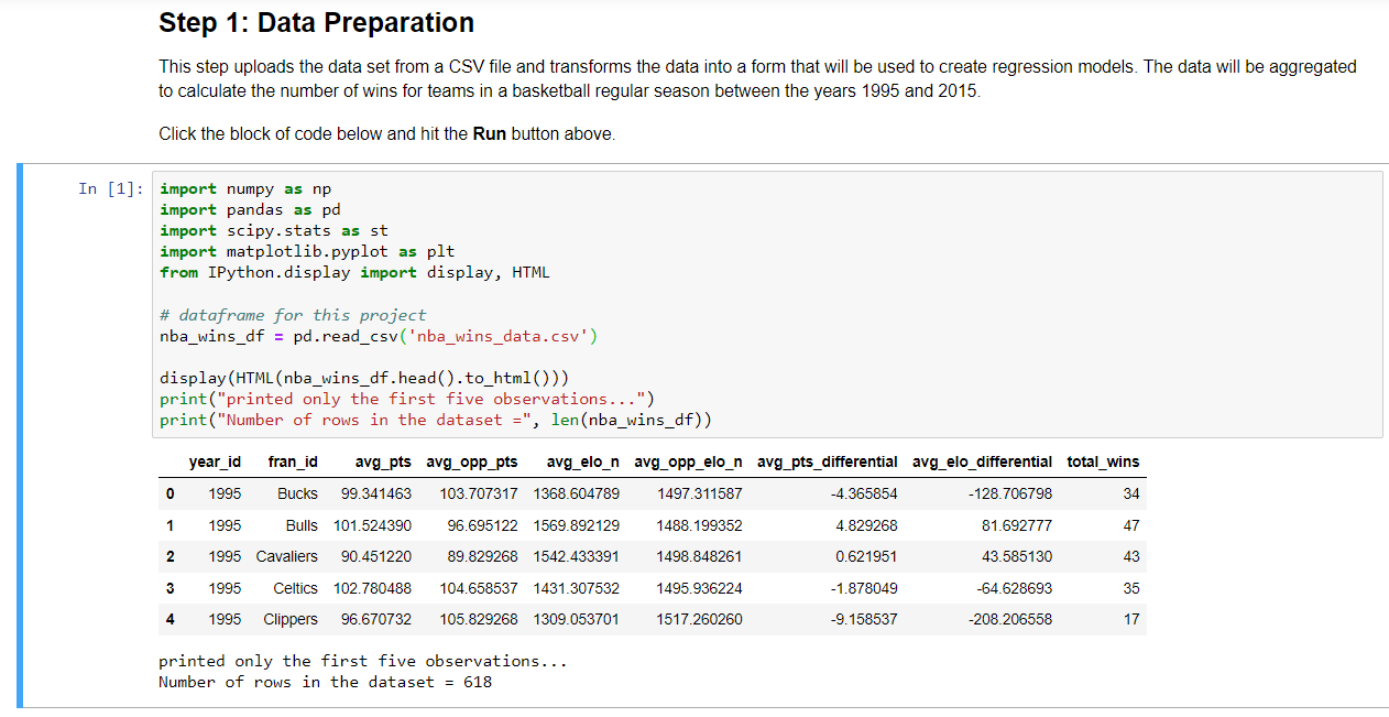 Solved Step 1: Data Preparation This Step Uploads The Data | Chegg.com