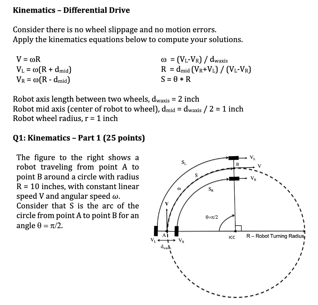 Solved Kinematics Differential Drive Consider there is no