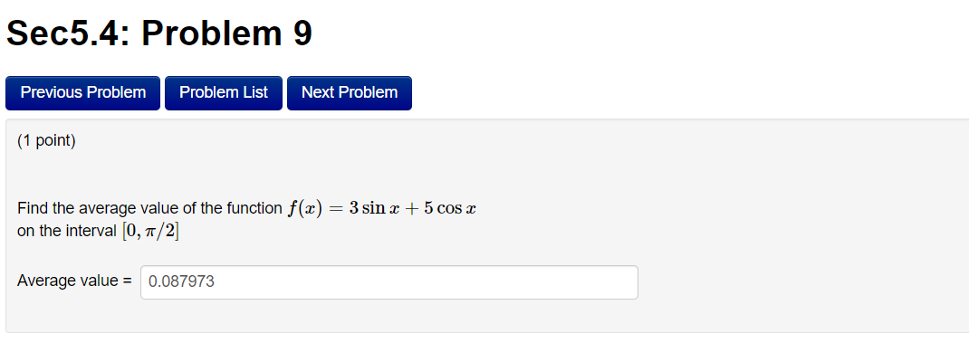 Solved Sec5.4: Problem 1 Previous Problem Problem List Next | Chegg.com