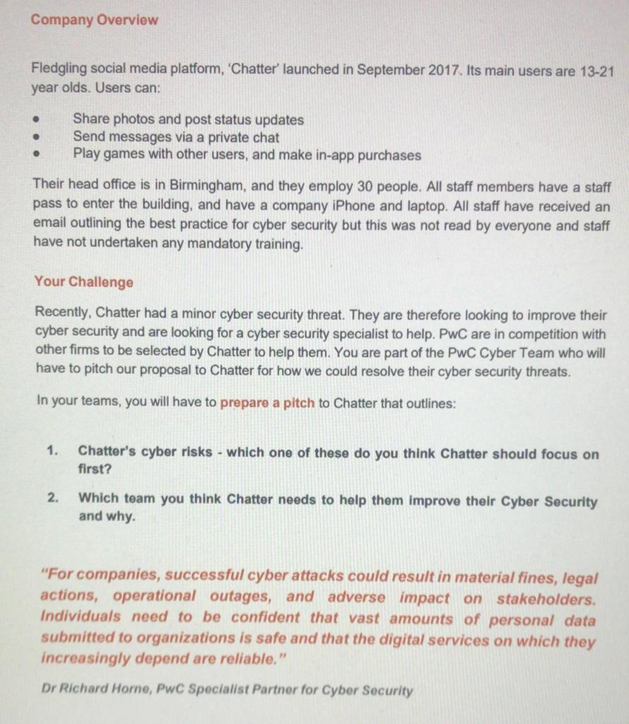 Company Overview Fledgling social media platform, | Chegg.com