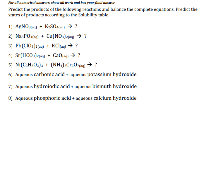 Solved For All Numerical Answers, Show All Work And Box Your 