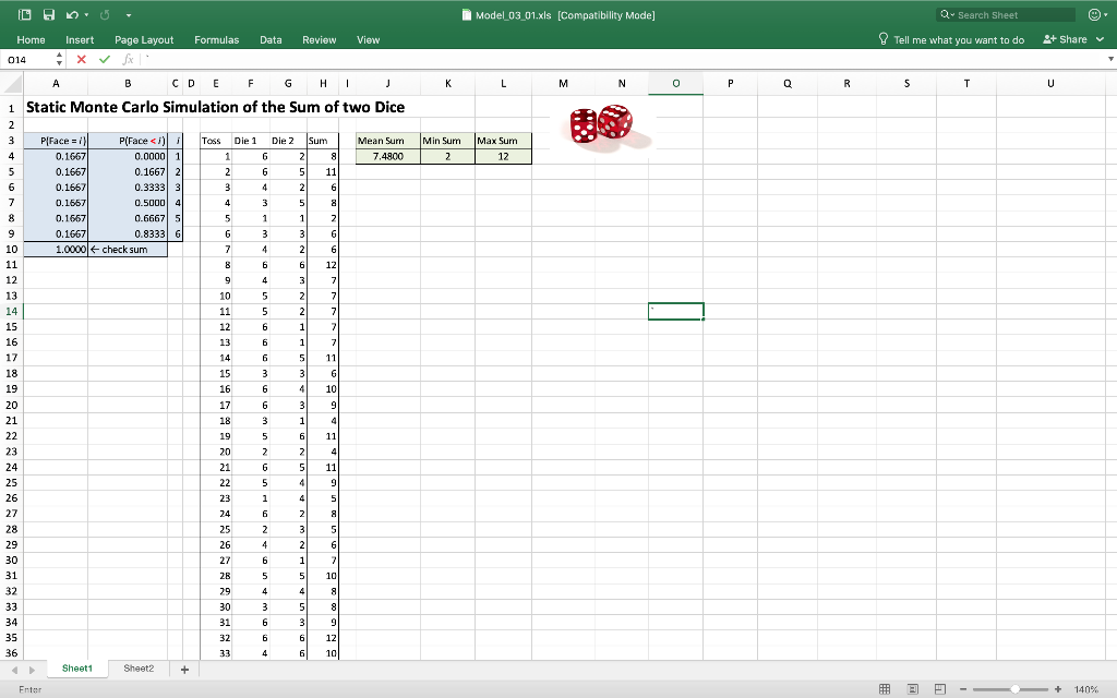 2. Recall the Spreadsheet Simulation for the Sum of | Chegg.com