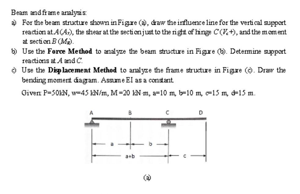 Solved Beam and frame analysis: a) For the beam structure | Chegg.com