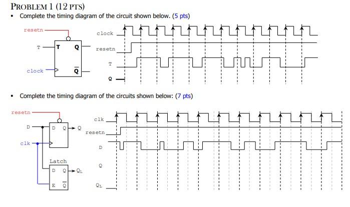 Solved PROBLEM 1 (12 PTS) - Complete the timing diagram of | Chegg.com