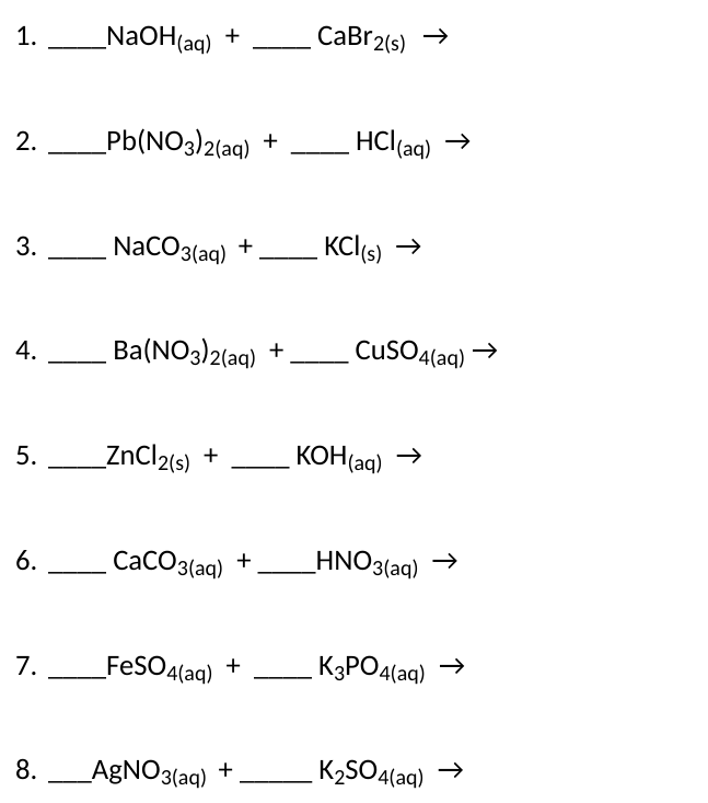 Solved Complete the following chemical reactions and balance | Chegg.com