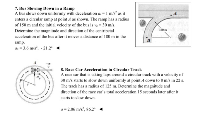 Solved 7. Bus Slowing Down in a Ramp A bus slows down | Chegg.com
