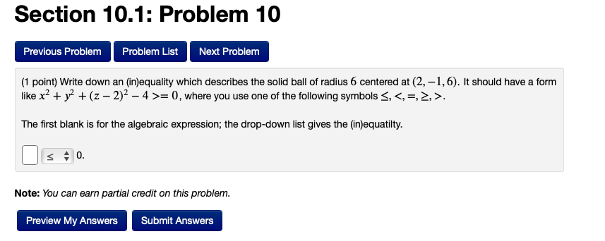 Solved Section 10.1: Problem 10 Previous Problem Problem | Chegg.com