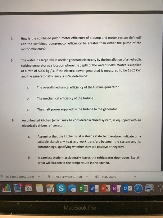 Solved How is the combined pumpmotor efficiency of a pump